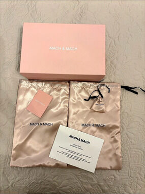 Authentic Mach & Mach Designer Empty Shoe Box, 2 Dust Bags & Replacement Pouch